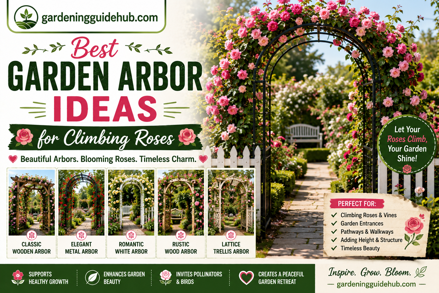Best Garden Arbor Ideas for Climbing Roses